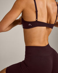 EnhanceLift™ Seamless Minimal Bralette with Grey Logo | Plum Brown