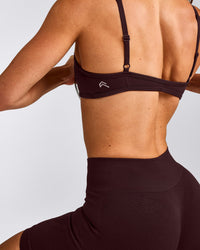 EnhanceLift™ Seamless Minimal Bralette with Grey Logo | Plum Brown