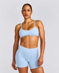 EnhanceLift™ Seamless Minimal Bralette with Grey Logo | Powdered Blue
