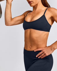 EnhanceLift™ Seamless Minimal Bralette with Grey Logo | True Blue