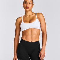 EnhanceLift™ Seamless Minimal Bralette with Grey Logo | White