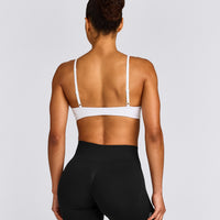 EnhanceLift™ Seamless Minimal Bralette with Grey Logo | White