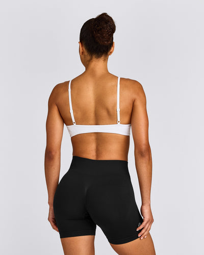 EnhanceLift™ Seamless Minimal Bralette with Grey Logo | White