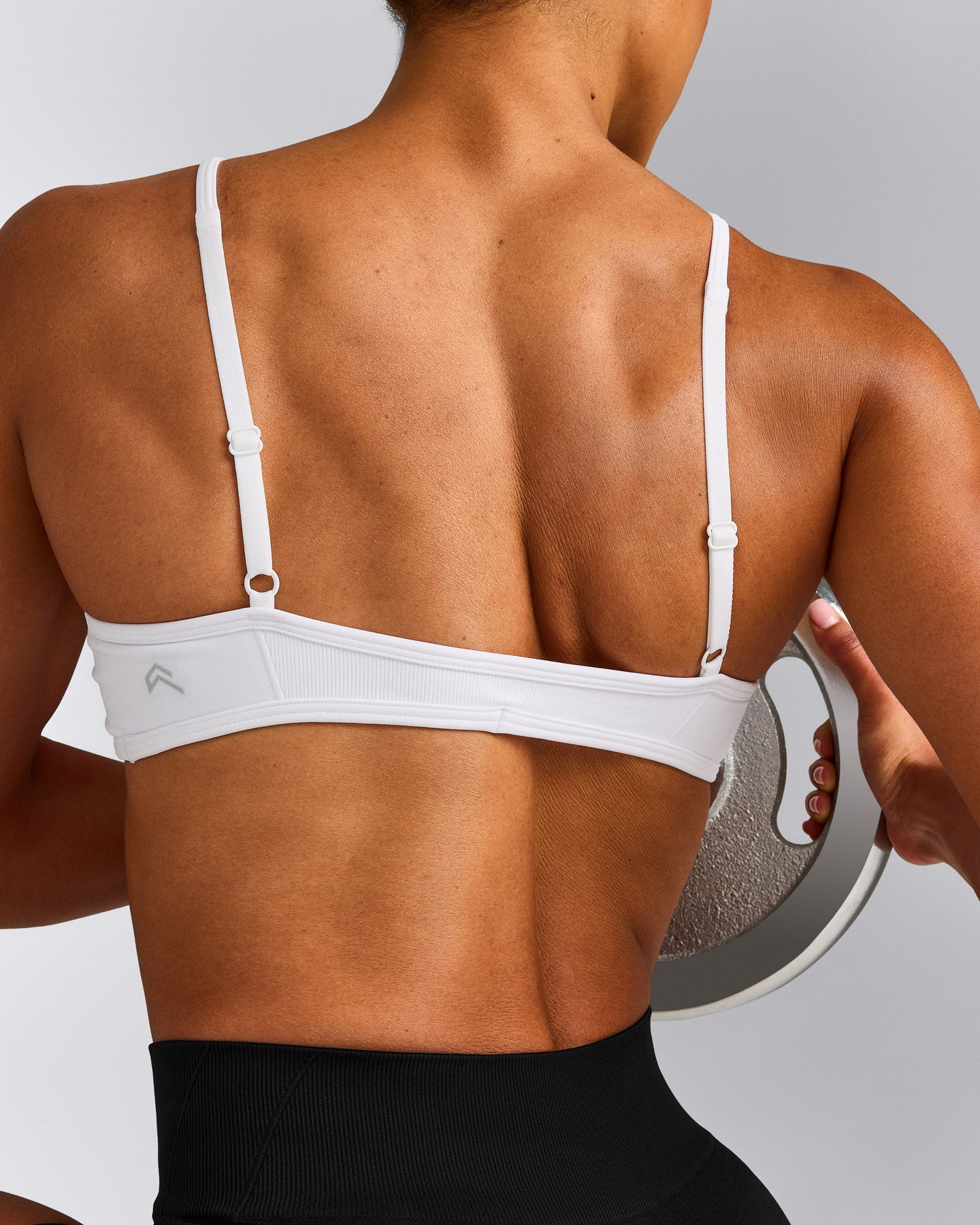 EnhanceLift™ Seamless Minimal Bralette with Grey Logo | White