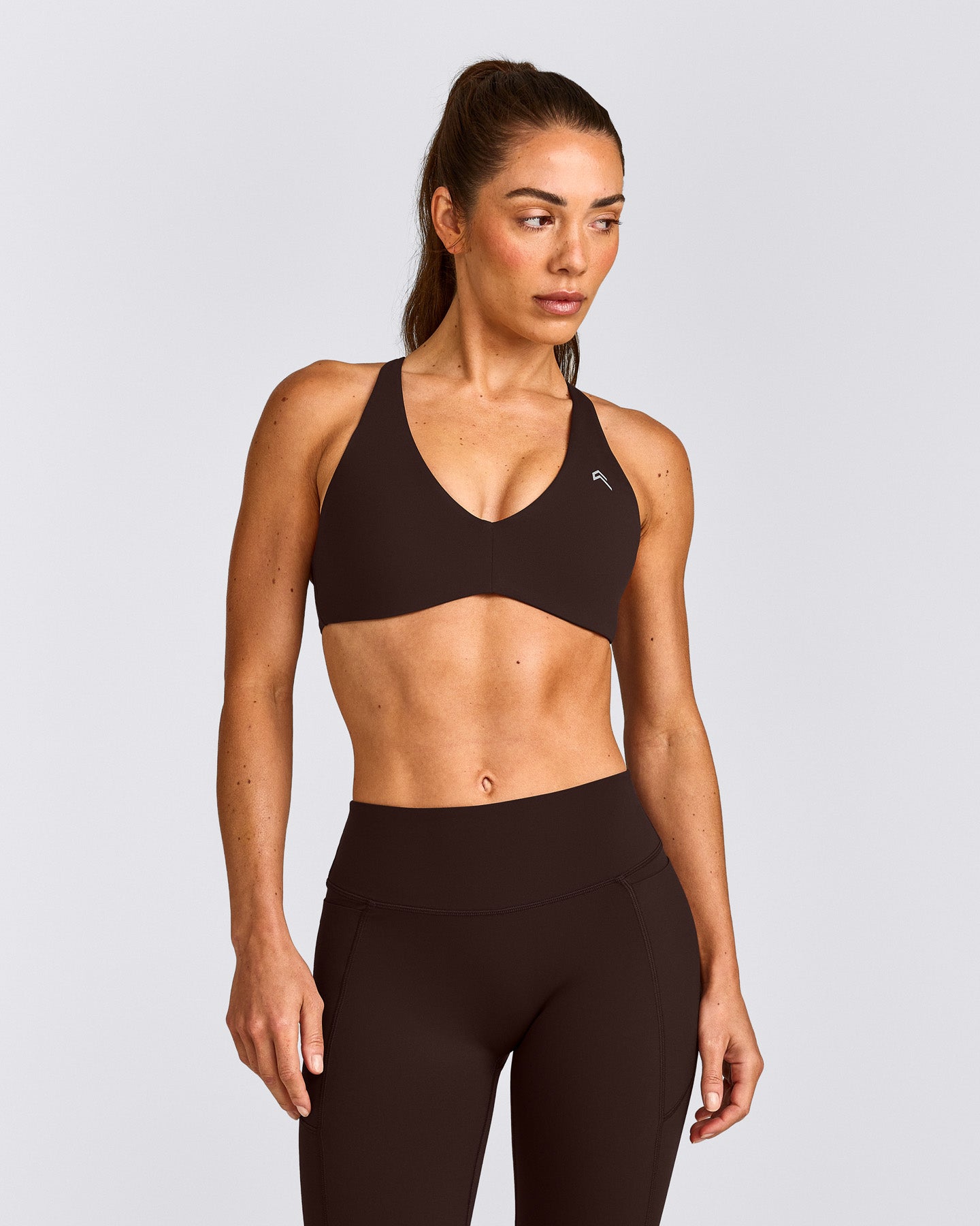 UnifiedMove™ Cross Back Sports Bra with Reflective Logo | 70% Cocoa