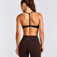UnifiedMove™ T Back Minimal Bralette with Reflective Logo | 70% Cocoa