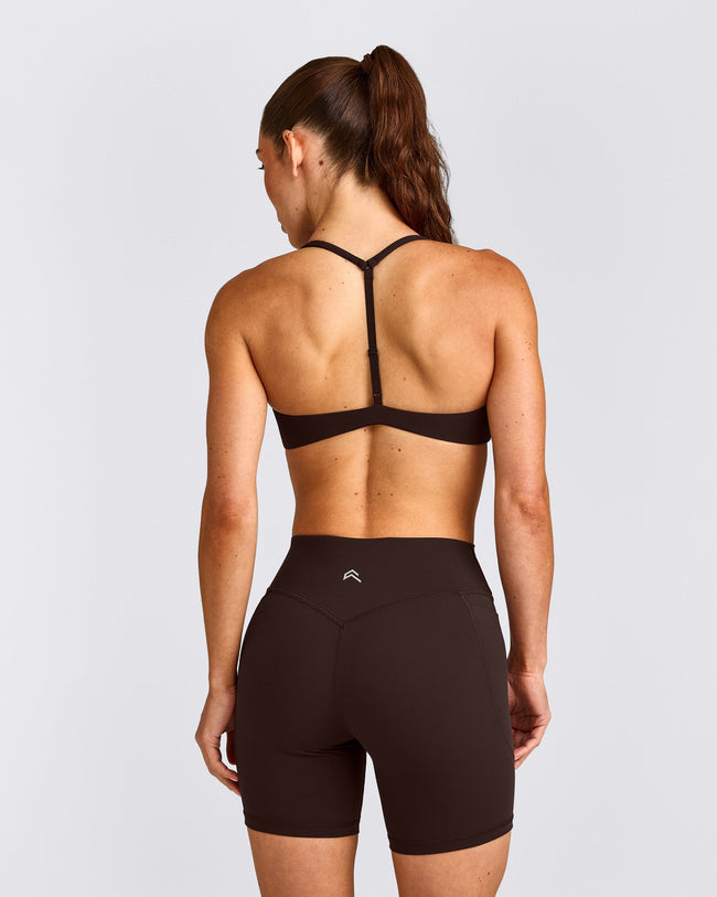 UnifiedMove™ T Back Minimal Bralette with Reflective Logo | 70% Cocoa