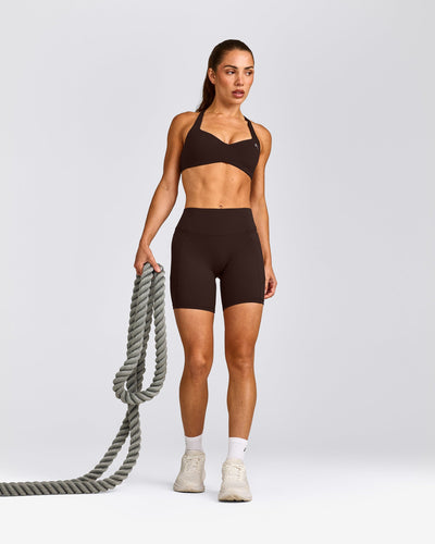 UnifiedMove™ T Back Minimal Bralette with Reflective Logo | 70% Cocoa