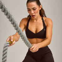 UnifiedMove™ T Back Minimal Bralette with Reflective Logo | 70% Cocoa