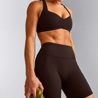 UnifiedMove™ T Back Minimal Bralette with Reflective Logo | 70% Cocoa