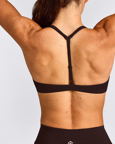 UnifiedMove™ T Back Minimal Bralette with Reflective Logo | 70% Cocoa