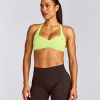 UnifiedMove™ T Back Minimal Bralette with Reflective Logo | Citrus Green