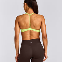 UnifiedMove™ T Back Minimal Bralette with Reflective Logo | Citrus Green