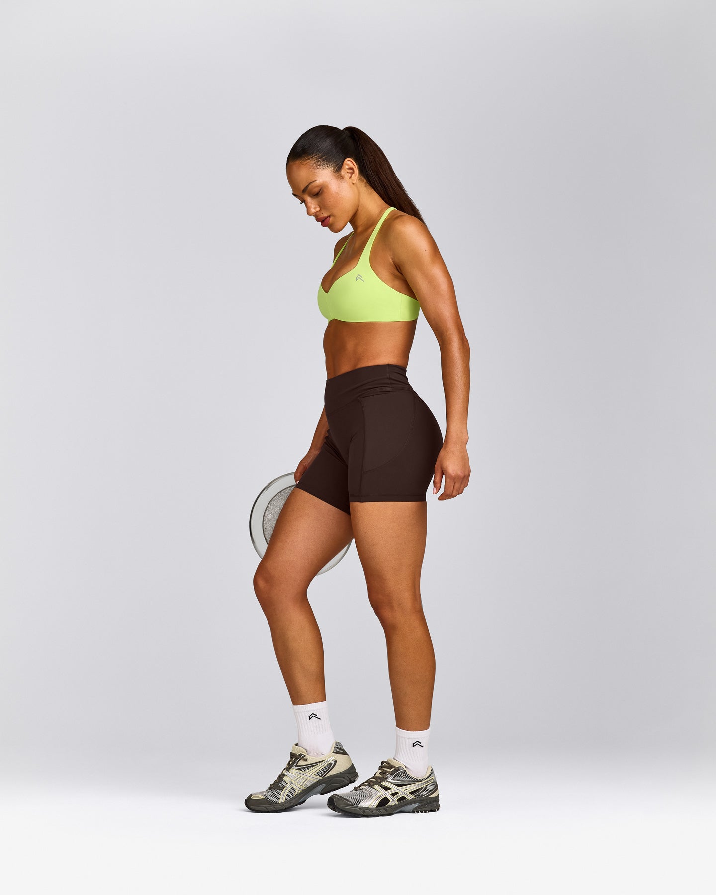 UnifiedMove™ T Back Minimal Bralette with Reflective Logo | Citrus Green