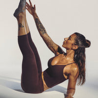 SoftMotion™ Fold Over Capri Leggings | Plum Brown