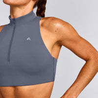 EasyLift™ Zip High Neck Sports Bra | Dark Granite Blue