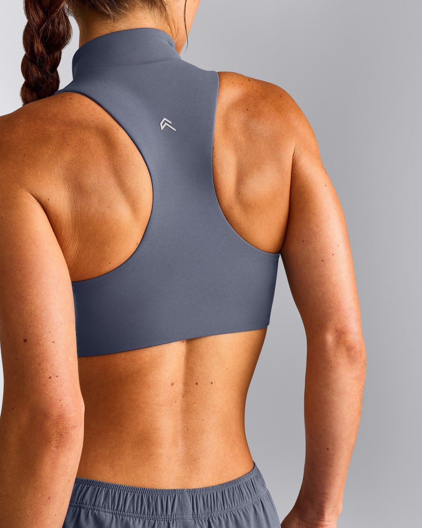 EasyLift™ Zip High Neck Sports Bra | Dark Granite Blue