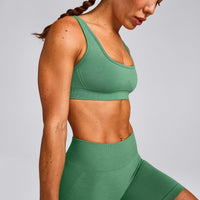 EffortlessLift™ Seamless Square Neck Sports Bra | Frosted Emerald