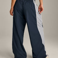 Oversized Contrast Piped Woven Straight Leg Track Bottoms | True Blue