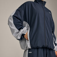 Oversized Contrast Piped Woven Track Jacket | True Blue