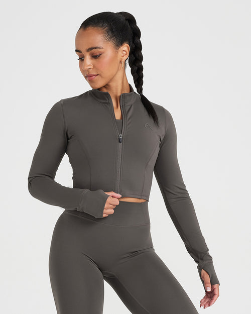Oner Modal Timeless Crop Jacket | Deep Taupe