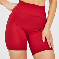 Timeless High Waisted Shorts with White Logo | Toasted Red