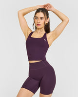 Timeless Square Neck Mid Vest with White Logo | Blackberry Purple