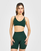 Timeless Strappy Bralette with White Logo | Racing Green