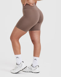 Timeless High Waisted Shorts 6" | Cool Brown