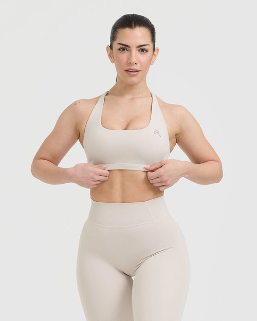 Oner Modal Timeless Square Neck Sports Bra | Sand