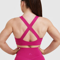 Timeless Wide Strap Sports Bra | Fuchsia