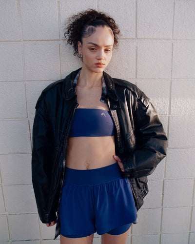 UnifiedMove™ Micro Bandeau Bralette with Reflective Logo | Varsity Blue