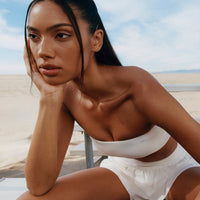 UnifiedMove™ Micro Bandeau Bralette with Reflective Logo | Marshmallow White