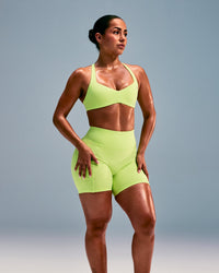 UnifiedMove™ T Back Minimal Bralette with Reflective Logo | Citrus Green