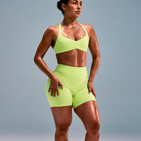 UnifiedMove™ T Back Minimal Bralette with Reflective Logo | Citrus Green