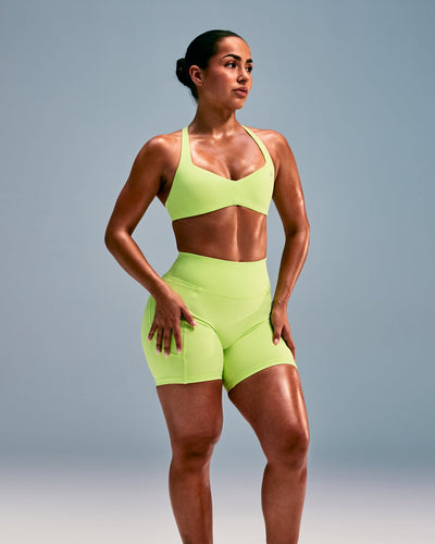 UnifiedMove™ T Back Minimal Bralette with Reflective Logo | Citrus Green