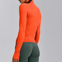 Oner Seamless Mid Weight Fitted 1/2 Zip Long Sleeve Top | Energy Orange