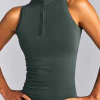 Oner Seamless Mid Weight Fitted 1/2 Zip Tank | Shadow Green