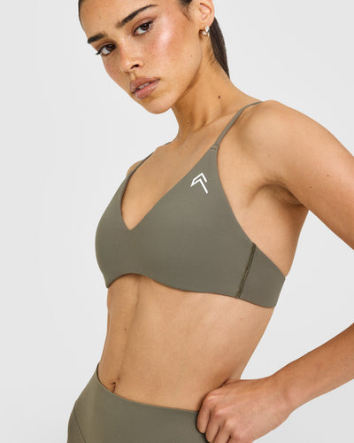 EasyLift™ Ultra Minimal Bralette with White Logo | Alpine Green