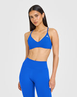 EasyLift™ Ultra Minimal Bralette with White Logo | Cobalt Blue