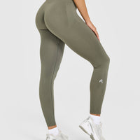 EnhanceLift™ Seamless Leggings with White Logo | Alpine Green