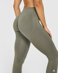 EnhanceLift™ Seamless Leggings with White Logo | Alpine Green