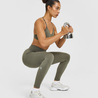 EnhanceLift™ Seamless Leggings with White Logo | Alpine Green