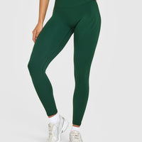 EnhanceLift™ Seamless Leggings with White Logo | Racing Green