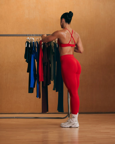 EnhanceLift™ Seamless Leggings with White Logo | Light Toasted Red
