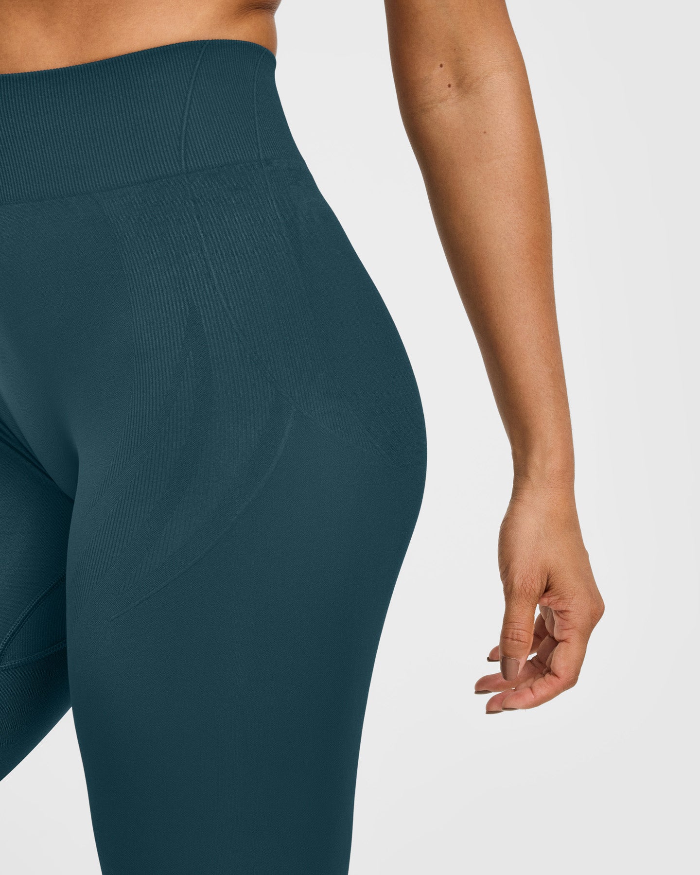 EnhanceLift™ Seamless Leggings with White Logo | Washed Oil Blue