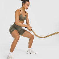 EnhanceLift™ Seamless Shorts with White Logo | Alpine Green