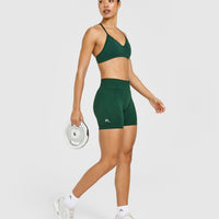 EnhanceLift™ Seamless Shorts with White Logo | Racing Green