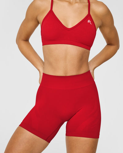 EnhanceLift™ Seamless Shorts with White Logo | Light Toasted Red