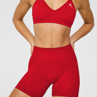 EnhanceLift™ Seamless Shorts with White Logo | Light Toasted Red